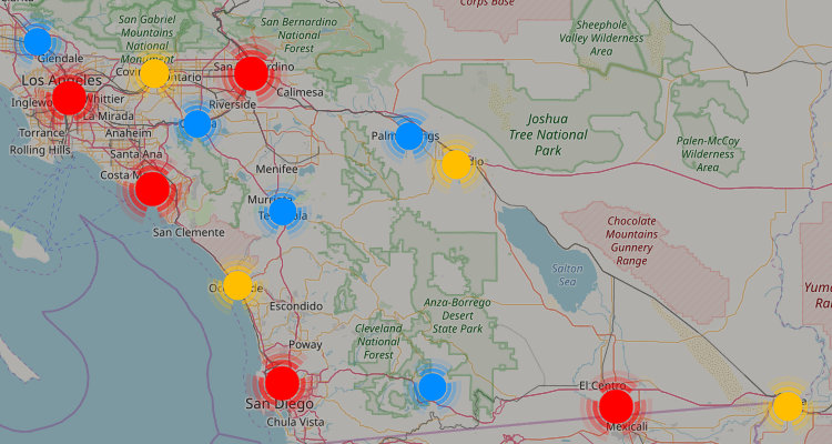 Shopping malls and centers in Ontario on the map